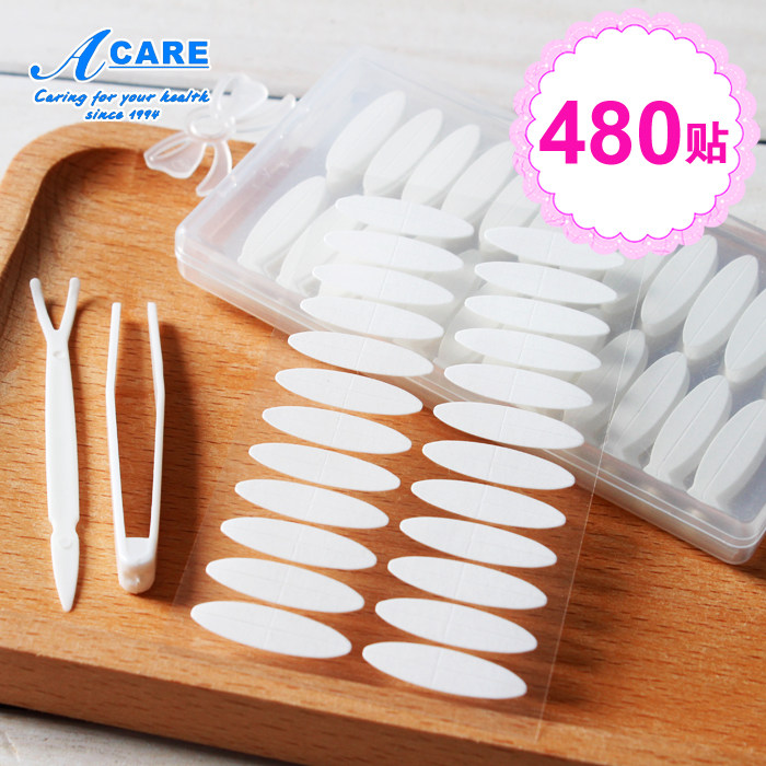 480 sticker double eye-eye leather patch transparent invisible fiber strip Natural breathable waterproof beauty mesh with a thick box of women