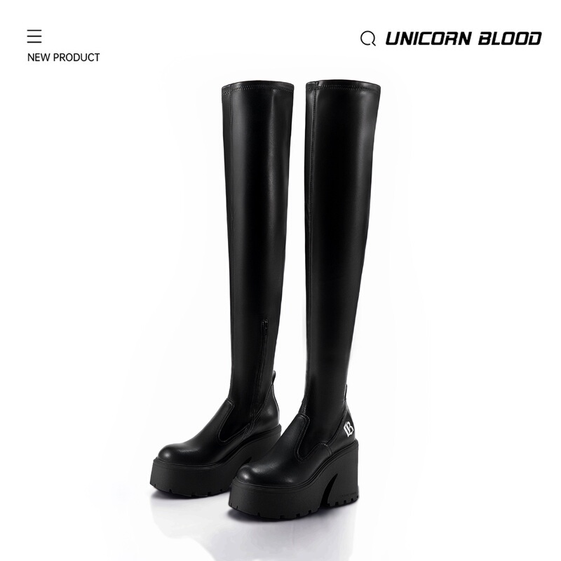Unicornblood【2.0 Over-The-Knee】New High-Heeled Thick-Soled Elastic Long Boots Over-The-Knee Slimming Long-Leg Boots Unicornblood【2.0 Over-The-Knee】New High-Heeled Thick-Soled Elastic Long Boots Over-The-Knee Slimming Long-Leg Boots