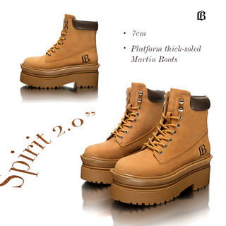 UnicornBlood新款重磅大黄靴厚底防水增高短靴里外全皮马丁靴女鞋