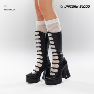 UnicornBlood玛丽珍靴厚底哥特粗跟增高靴子质感拉满设计款高跟鞋