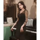 Черное элитное вечернее платье, подходит для подростков, французский стиль