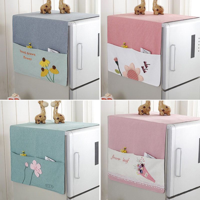 Refrigerator dust cover Simple European household one-to-two door refrigerator cover cloth Microwave oven washing machine dust cover cover towel