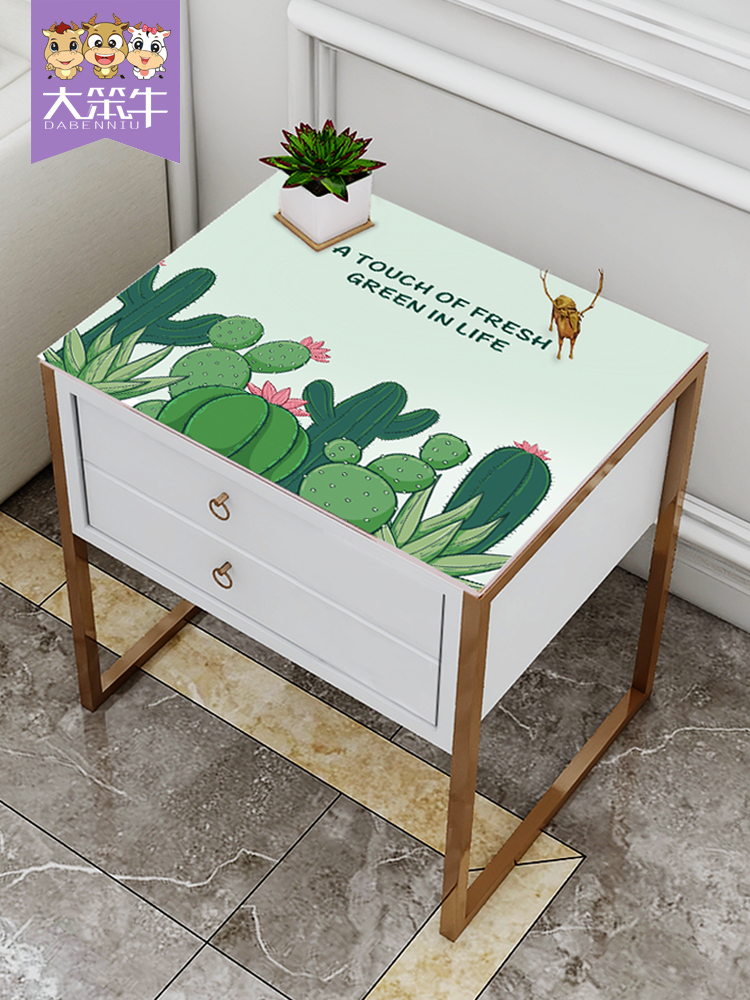 Bed cabinet Waterproof leave-in wash anti-hot and dustproof PVC soft glass Nordic bedroom TV cabinet dust cover tablecloth