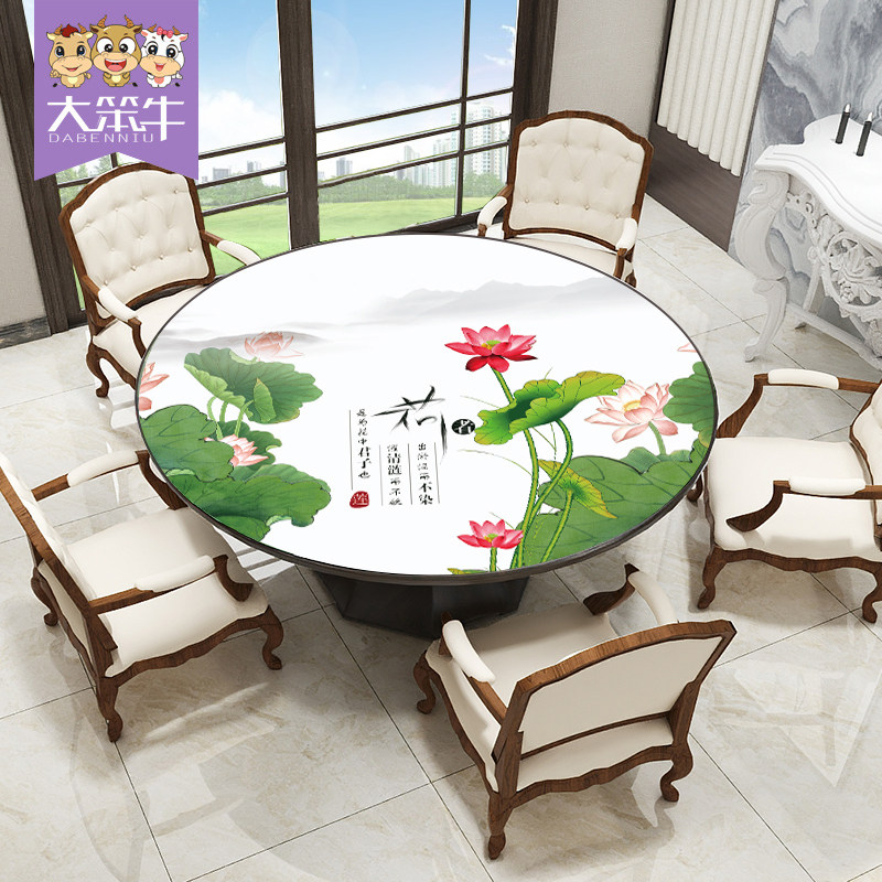 Roundtable tablemat new Chinese PVC soft glass tablemat tea pad tablecloth anti-hot waterproof oil and washing-free tablecloth