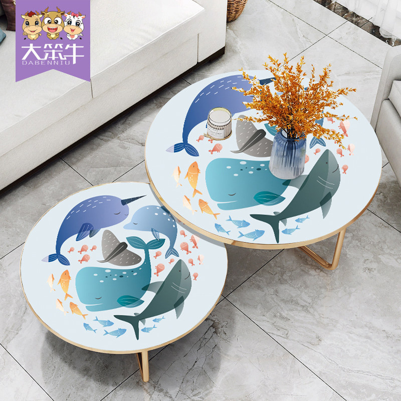 Round table tablecloth waterproof and oil and anti - washing tea tablecloth PVC round soft glass table pad plastic tablecloth