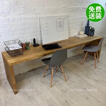 Nordic solid wood double desk study home childrens learning desk simple large rectangular office computer desk