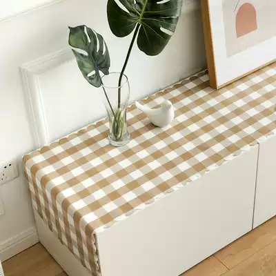 Plaid table flag cotton linen tea table TV cabinet long strip hipster Square small plaid cloth