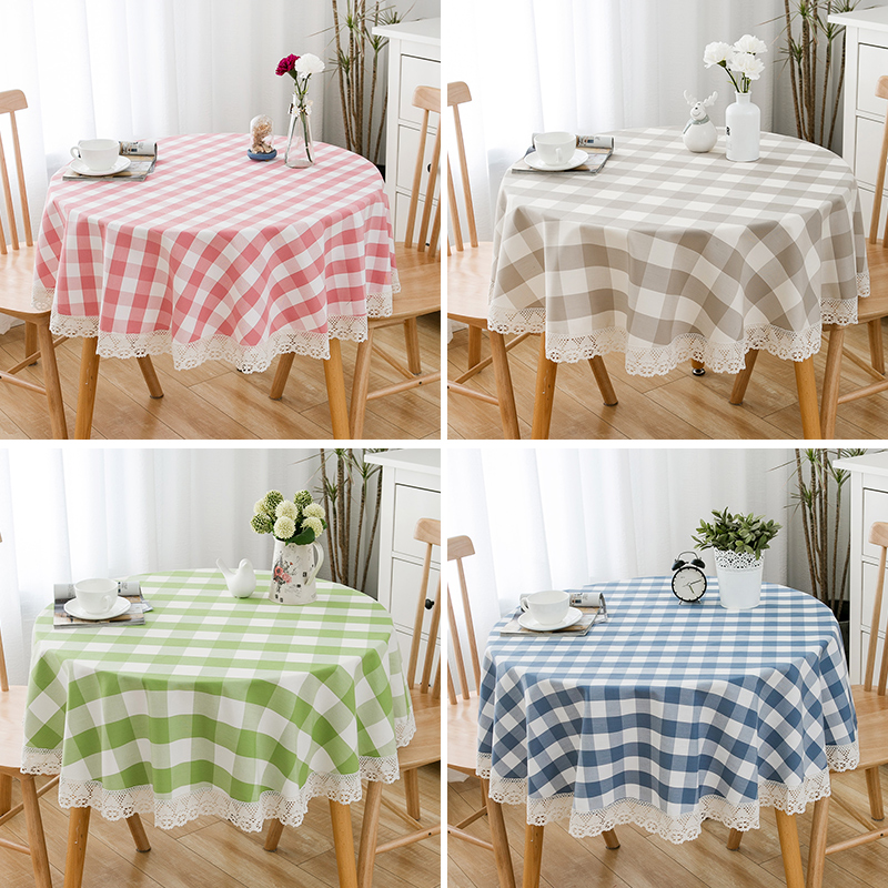 Grid Round Table Cloth Fields Garden Wind Lace Lace Lace Lace Art Cotton Numb Art Small Frescoed Minima Table Cloth Tea Table Cloth Cover Towels