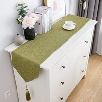 Solid color long table flag cloth dining table cloth modern simple TV cabinet coffee table fresh cotton linen bed tail towel Japanese table cloth