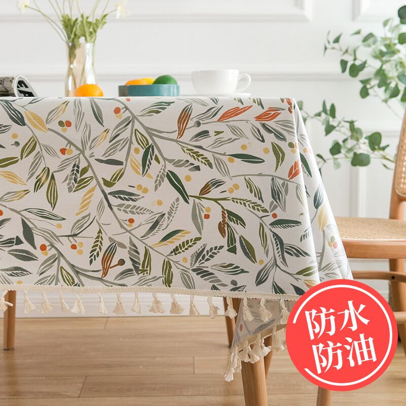 Cotton and linen tablecloths waterproof, oil-proof, anti-scalding, thickened, wash-free plants, small flowers, household fresh tablecloths, PVC tablecloths