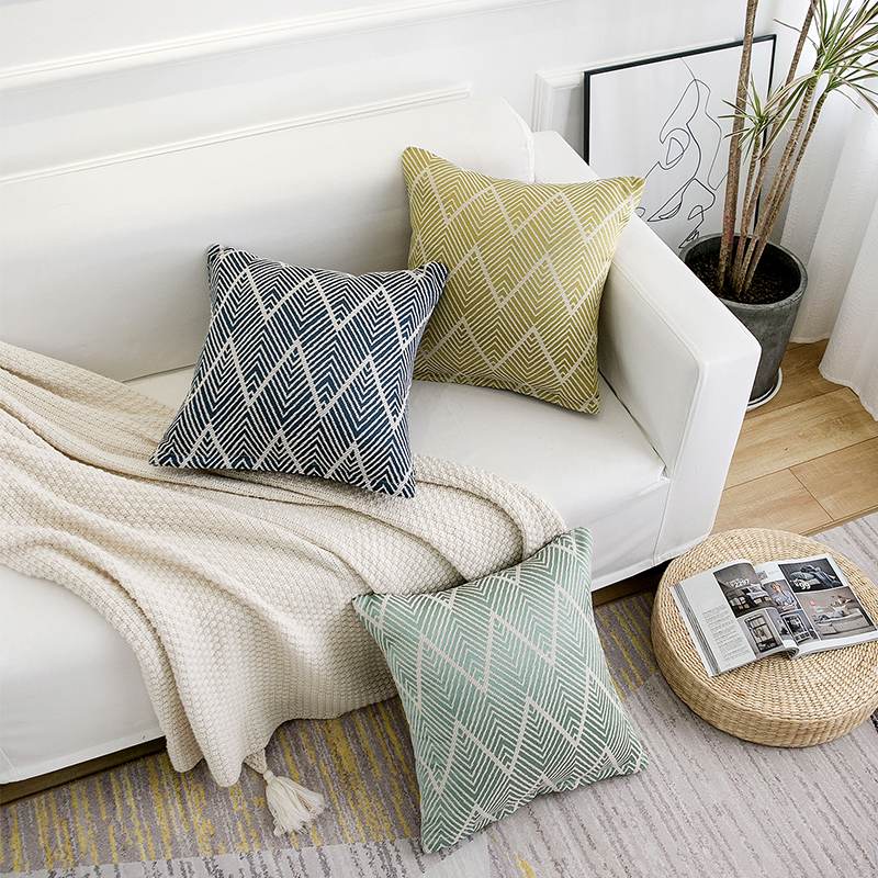 Cotton and linen fabric geometric wave pillow cover pillow pillow with core modern Nordic wind office bedside sofa backrest