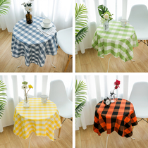 Plaid tablecloth cotton linen fabric small square mesh red cover tablecloth coffee table simple modern Mediterranean hipster