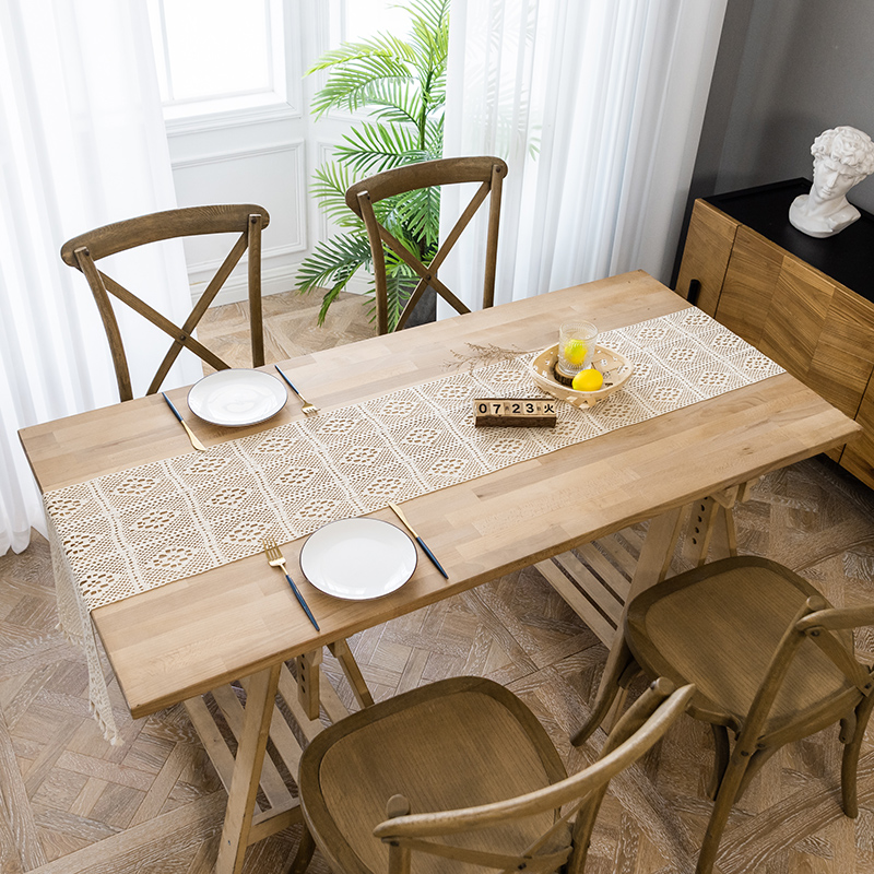 Hollowed-out Lace Cotton Hemp Cloth Art Table Flag Au Style Strip Table Cloth TV Cabinet Tea Table Tennis Red Rectangular Geb