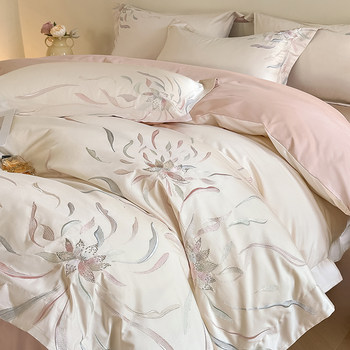 100S Xinjiang Long-Staple Cotton Four-Piece Set, Pure Cotton Bed Sheet, Fitted Sheet, Duvet Cover, Light Luxury High-End Bedding