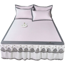 2024 high-end ice silk mat three-piece bed skirt set washable and removable summer rattan mat summer air-conditioned soft mat