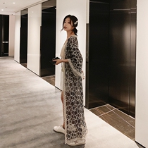 Long lace sunscreen clothes womens summer hollow thin jacket 2021 new outer super fairy ice silk long-sleeved cardigan