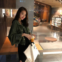 Denim jacket ins tide women spring and autumn 2021 new Korean loose student bf style short tooling top