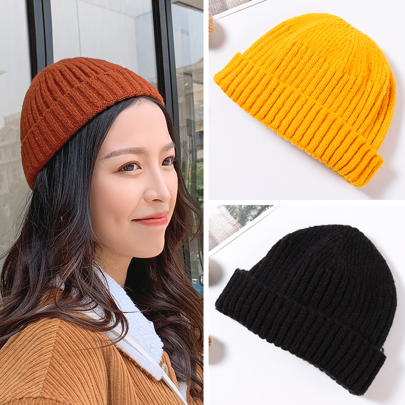 Hat Spring Autumn Melon Peel Cap Men's Korean Version Knitted Wool Hat Street Rogue Hat Yuppie Winter Baotou Cold Cap Tide