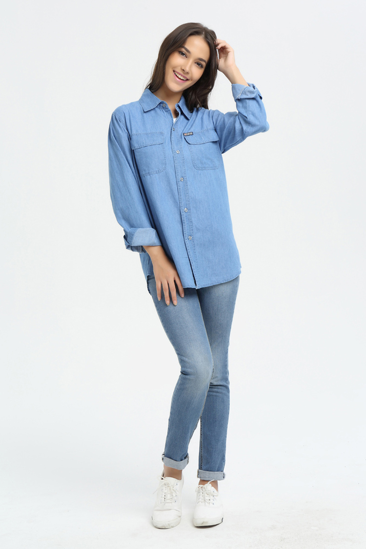 Áo mới 2019 size lớn nữ mùa xuân áo khoác denim mùa hè mỏng phần mỡ dài tay áo rộng áo sơ mi khoác ngoài nữ