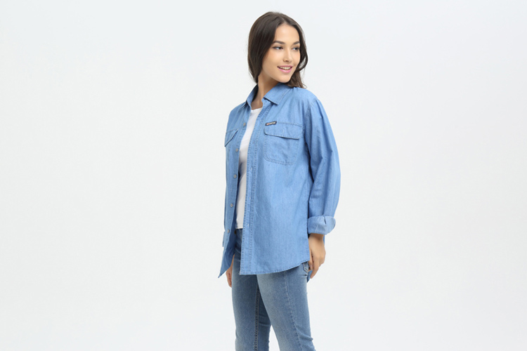 Áo mới 2019 size lớn nữ mùa xuân áo khoác denim mùa hè mỏng phần mỡ dài tay áo rộng áo sơ mi khoác ngoài nữ
