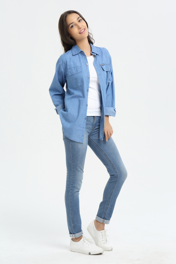 Áo mới 2019 size lớn nữ mùa xuân áo khoác denim mùa hè mỏng phần mỡ dài tay áo rộng áo sơ mi khoác ngoài nữ