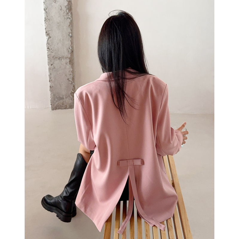 Korean Style Pink Bow Blazer for Women, Casual New Loose Designer Oversize Suit Jacket Korean Style Pink Bow Blazer for Women, Casual New Loose Designer Oversize Suit Jacket