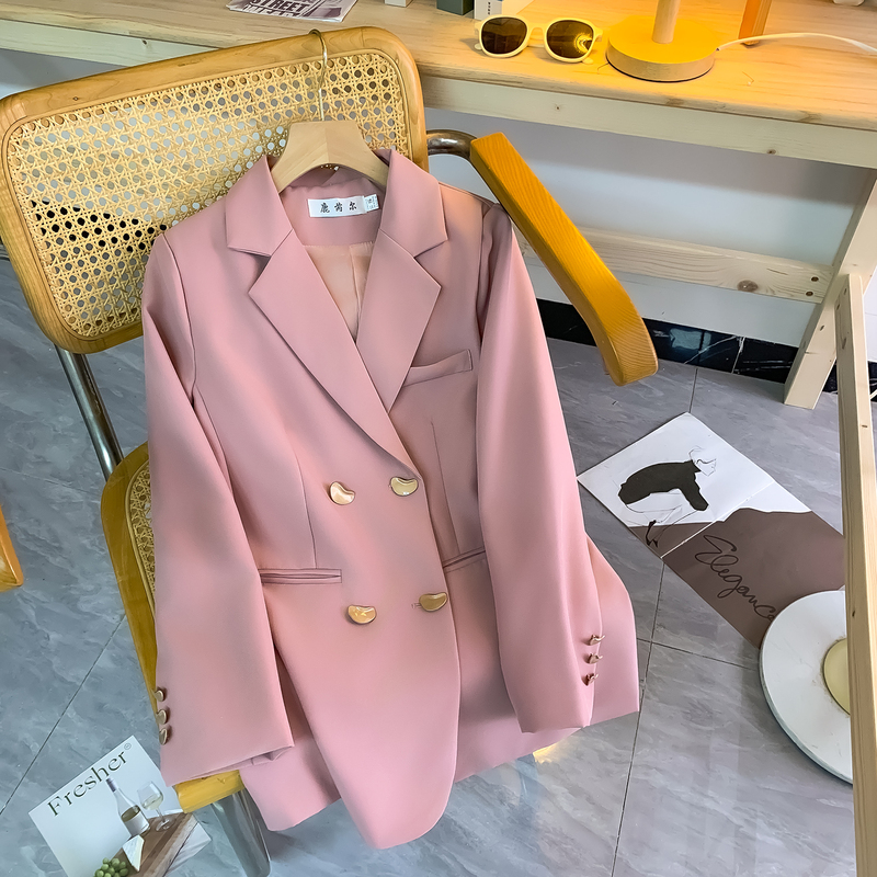 Pink Spring and Autumn Korean-Style Blazer for Women, Casual, Age-Reducing, Versatile, Slimming, Eye-Catching, Beautiful Clothing Suit Pink Spring and Autumn Korean-Style Blazer for Women, Casual, Age-Reducing, Versatile, Slimming, Eye-Catching, Beautiful Clothing Suit