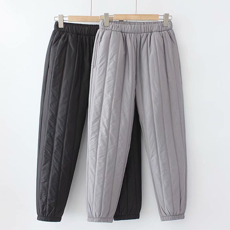 Middle-aged and elderly down pants for women's outer wear 2022 winter new style plus fat plus size fat mother grandma loose cotton pants