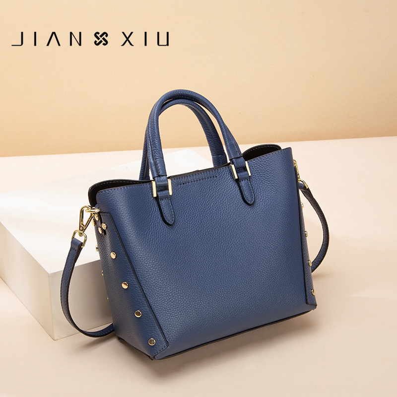 Jane Show Genuine Leather Bag 2021 New Tide Women Bag Middle-aged Mom Bag Soft Leather Fashion Single Shoulder Diagonal Satchel Rivet Bag