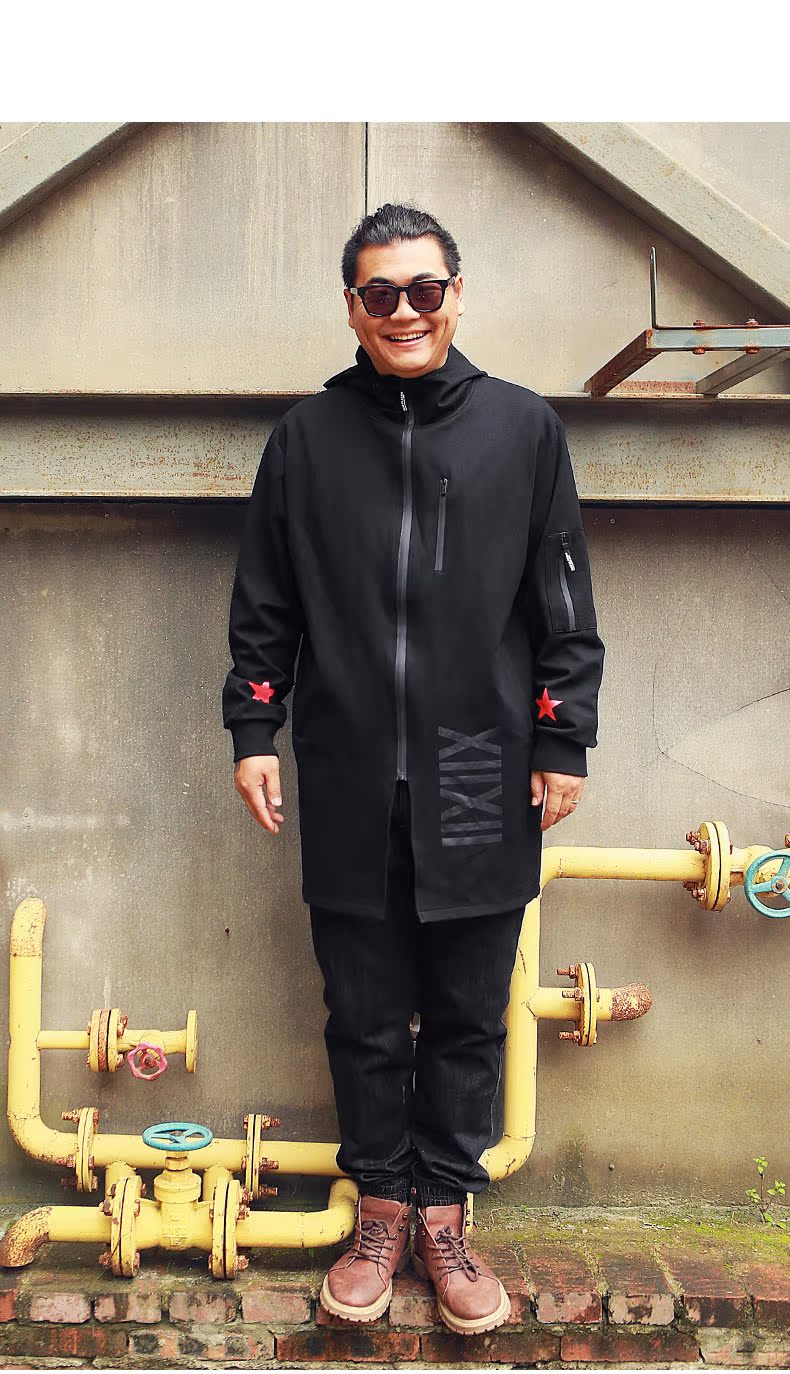 Wei Chen Tide thương hiệu quần áo nam mùa thu đông cỡ lớn trong phần dài của áo gió nam cộng với phân bón để tăng áo khoác chống gió lỏng lẻo áo gió không thấm nước