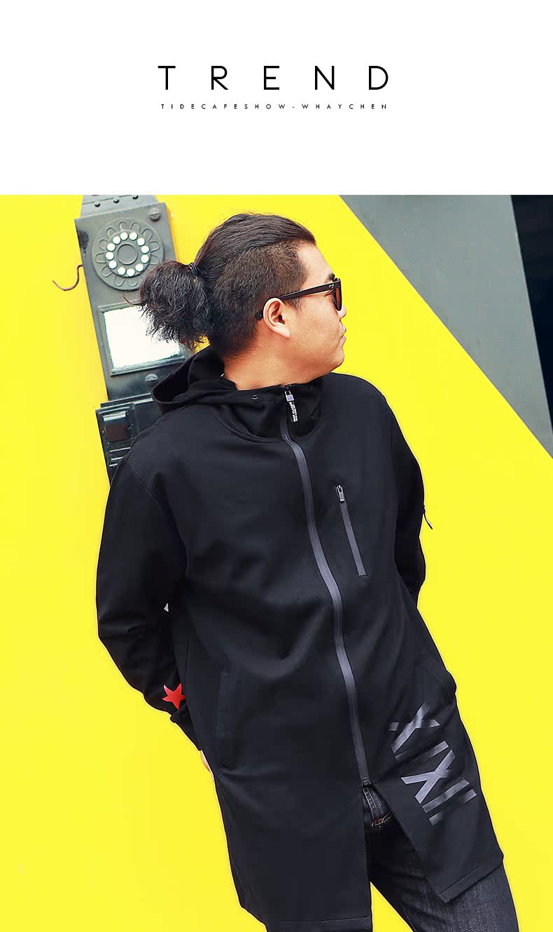 Wei Chen Tide thương hiệu quần áo nam mùa thu đông cỡ lớn trong phần dài của áo gió nam cộng với phân bón để tăng áo khoác chống gió lỏng lẻo áo gió không thấm nước
