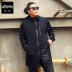 Wei Chen Tide thương hiệu quần áo nam mùa thu đông cỡ lớn trong phần dài của áo gió nam cộng với phân bón để tăng áo khoác chống gió lỏng lẻo