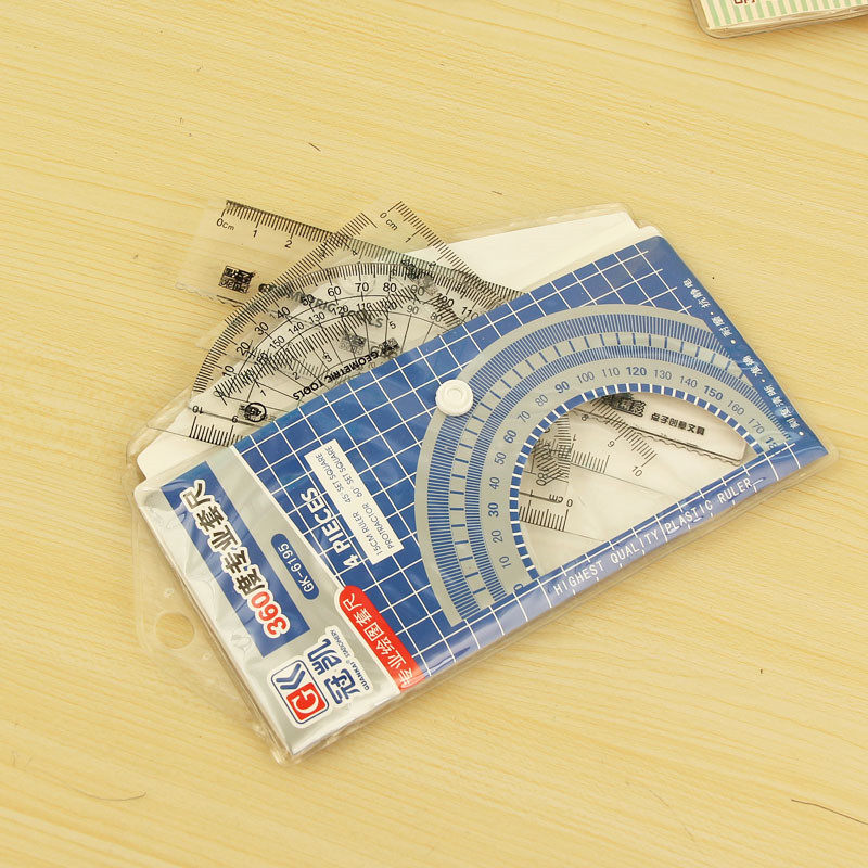 Student drawing sleeve triangle size angle measuring tool GK - 6199 four - piece suit measuring tool
