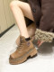 Thick-Soled Martin Boots for Women, 2025 New Autumn and Winter Fleece-Lined Boots, Height-Increasing Work Boots