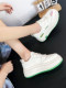 Thick-Soled White Shoes for Women 2026 New Spring Women's Shoes Versatile Lightweight Soft-Soled Platform Height-Increasing Cartoon Casual Sneakers
