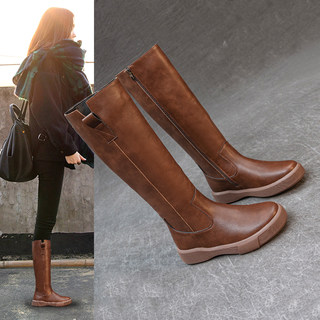 Women's Knight Boots 2025 New Autumn and Winter Fleece-Lined Boots Slimming Long Boots Retro High Boots Over-The-Knee Martin Boots