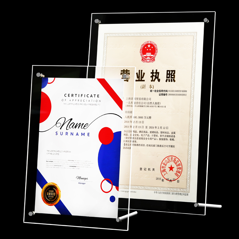 L type transparent acrylic table card stand up brand A4 A5 double-sided desktop product advertising authorization board display card table sign menu price plate table table table wine plate business license photo frame certificate