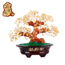 Jiahou Cai small crystal money tree traditional Chinese home decorations small ornaments TV cabinet porch crafts