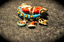 European vintage antique jewelry kirksfolly drilled stereo sleeping Santa Claus collection