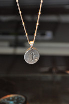 Western antique vintage English letter G men and women exquisite 925 pure silver pendant round necklace sweater chain