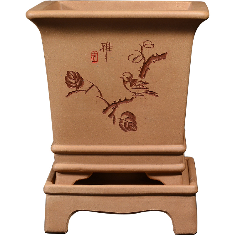 Greatness, square with bonsai pot tray yixing purple sand flowerpot of pottery and porcelain rich tree stump special orchid pot