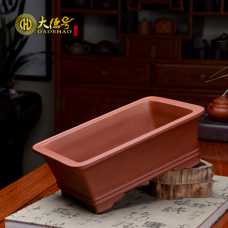 Greatness, yixing purple sand flowerpot high - quality goods with rectangular basin potted flowers rockery miniascape green plant