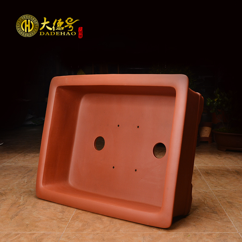 Bonsai pot rectangular perforated yixing purple sand flowerpot size ceramic without hole, stump potted stone rockery water basin