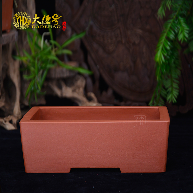 Rectangular flowerpot boutique indoor green, the plants potted bonsai pot classical contracted rockery yixing zisha ceramic basin