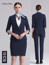 Flight Attendant Uniform High-end Professional Suit Women Dress Summer Suit Temperament Skirt Beauty Salon Hotel Front Desk Work Clothes