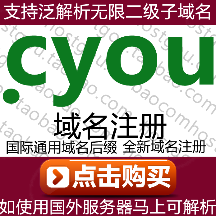 Cyou Domain Registration Supports Wildcard Resolution, Unlimited Domain Names, Cheap Website Url Domain Trading, Purchase Application
