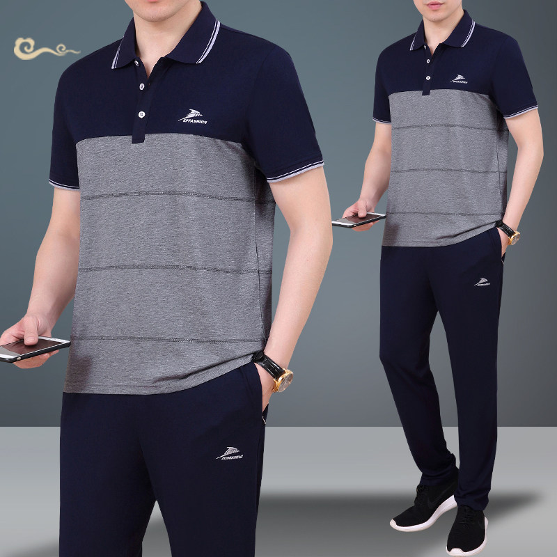 Middle Aged Sports Suit Men's Summer 2021 New Short Sleeve Loose Casual Sportswear Men's Dad Summer Clothing