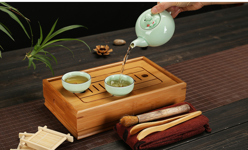 Kung Fu bộ trà tre tea set gỗ rắn đơn giản nước hộ gia đình lưu trữ bàn trà trà biển trà khay trà kích thước ghế