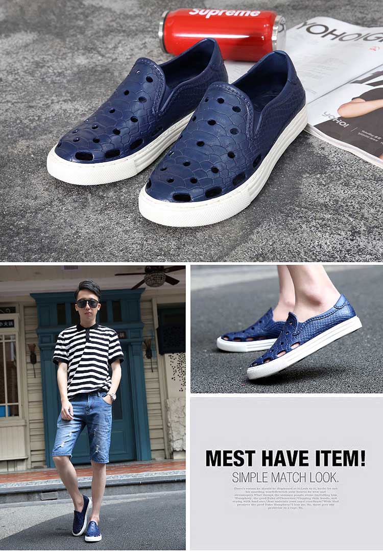 Giày nam đế xuồng chống trượt dép đi đôi giày thông thường mùa hè Phiên bản Hàn Quốc của những đôi giày lỗ rỗng bộ giày lười nam giày sục nam