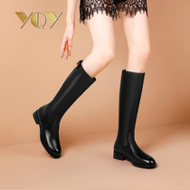 Boots Women 2021 autumn and winter New Knight boots children dont knee thin black leather flat high boots women